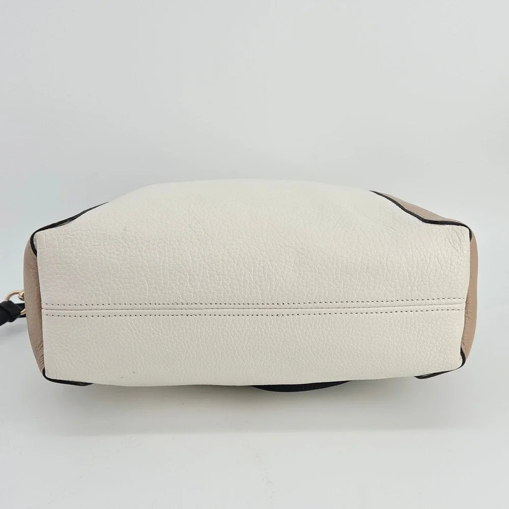 Coach Kacey Colorblock Pebble Leather Satchel Crossbody Bag C6841 Chalk Tan - Picture 11 of 16